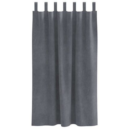Vorhänge mit Vorhängen 2 pcs Hellgrau 140 x 175 cm Samt