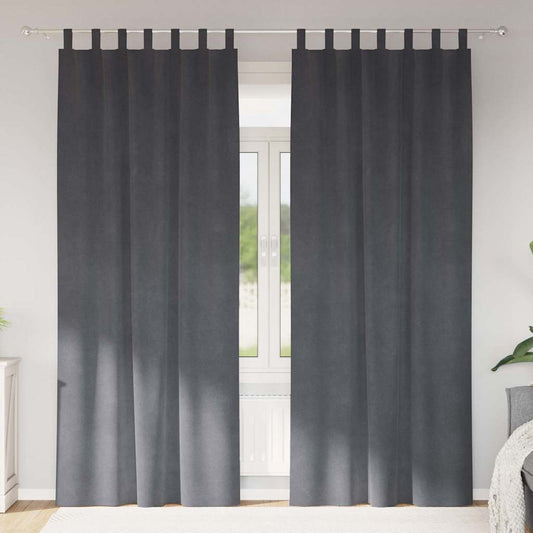 Vorhänge mit Vorhängen 2 pcs Hellgrau 140 x 225 cm Samt