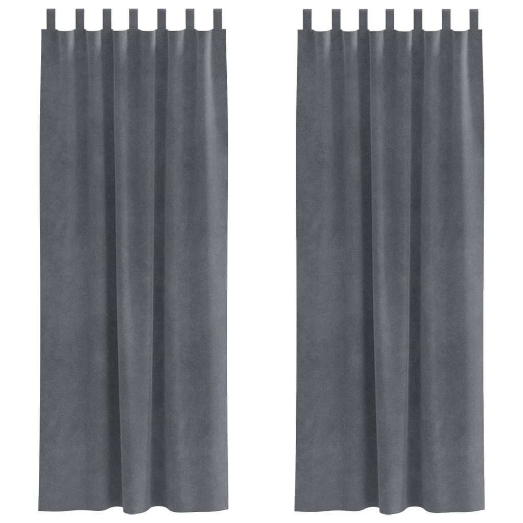 Vorhänge mit Vorhängen 2 pcs Hellgrau 140 x 225 cm Samt