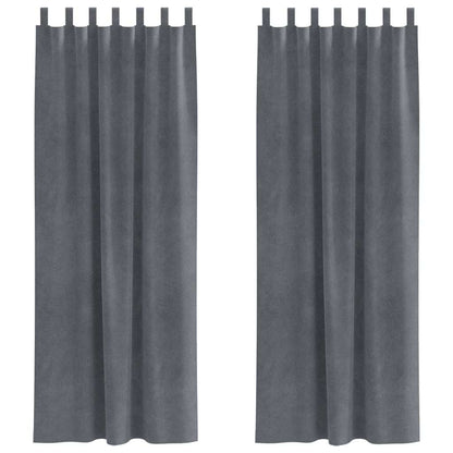 Vorhänge mit Vorhängen 2 pcs Hellgrau 140 x 245 cm Samt