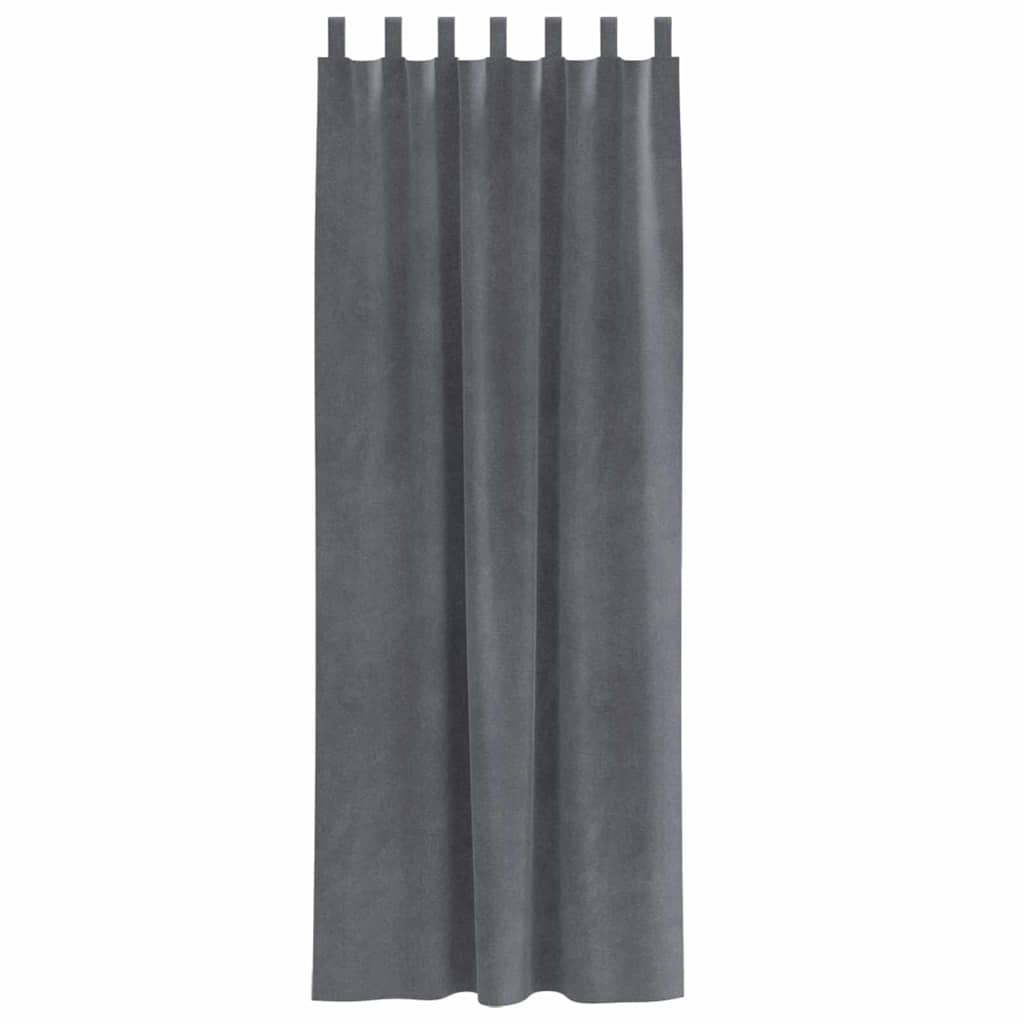 Vorhänge mit Vorhängen 2 pcs Hellgrau 140 x 245 cm Samt