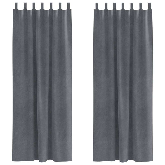 Vorhänge mit Vorhängen 2 pcs Hellgrau 140 x 260 cm Samt