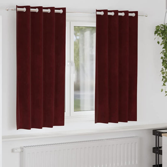 Vorhänge mit Vorhängen 2 pcs Weinrot 140 x 175 cm Samt