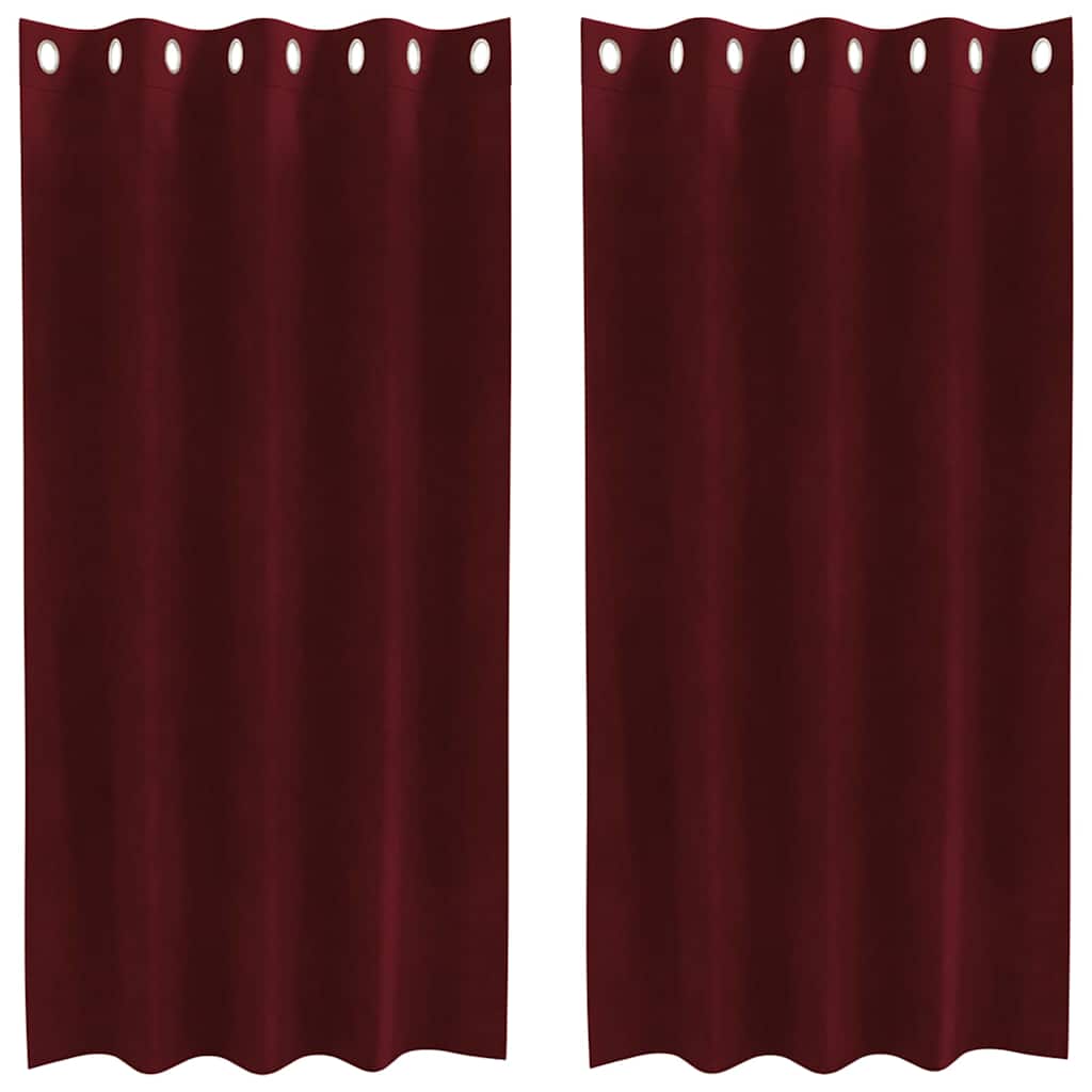 Vorhänge mit Vorhängen 2 pcs Weinrot 140 x 175 cm Samt