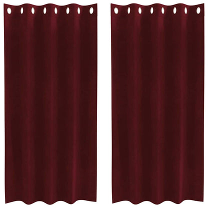 Vorhänge mit Vorhängen 2 pcs Weinrot 140 x 175 cm Samt