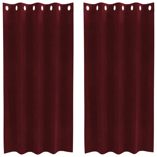 Vorhänge mit Vorhängen 2 pcs Weinrot 140 x 175 cm Samt