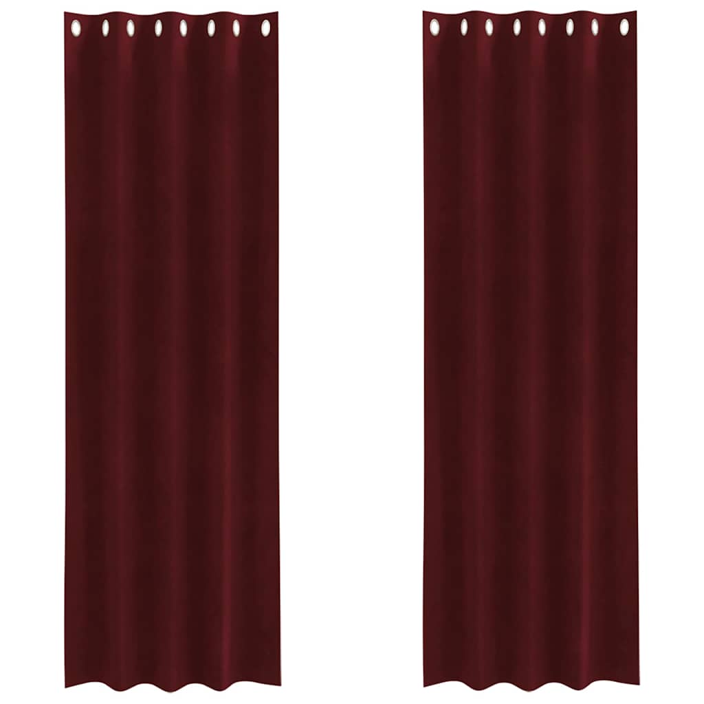 Vorhänge mit Vorhängen 2 pcs Weinrot 140 x 225 cm Samt