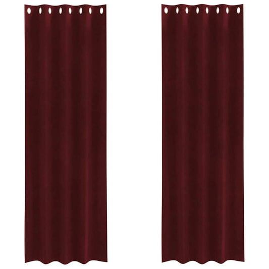 Vorhänge mit Vorhängen 2 pcs Weinrot 140 x 225 cm Samt
