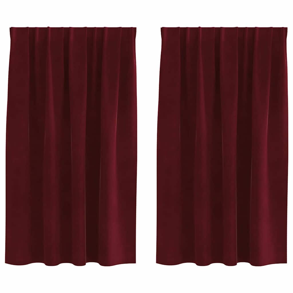 Vorhänge mit Vorhängen 2 pcs Weinrot 140 x 140 cm Samt