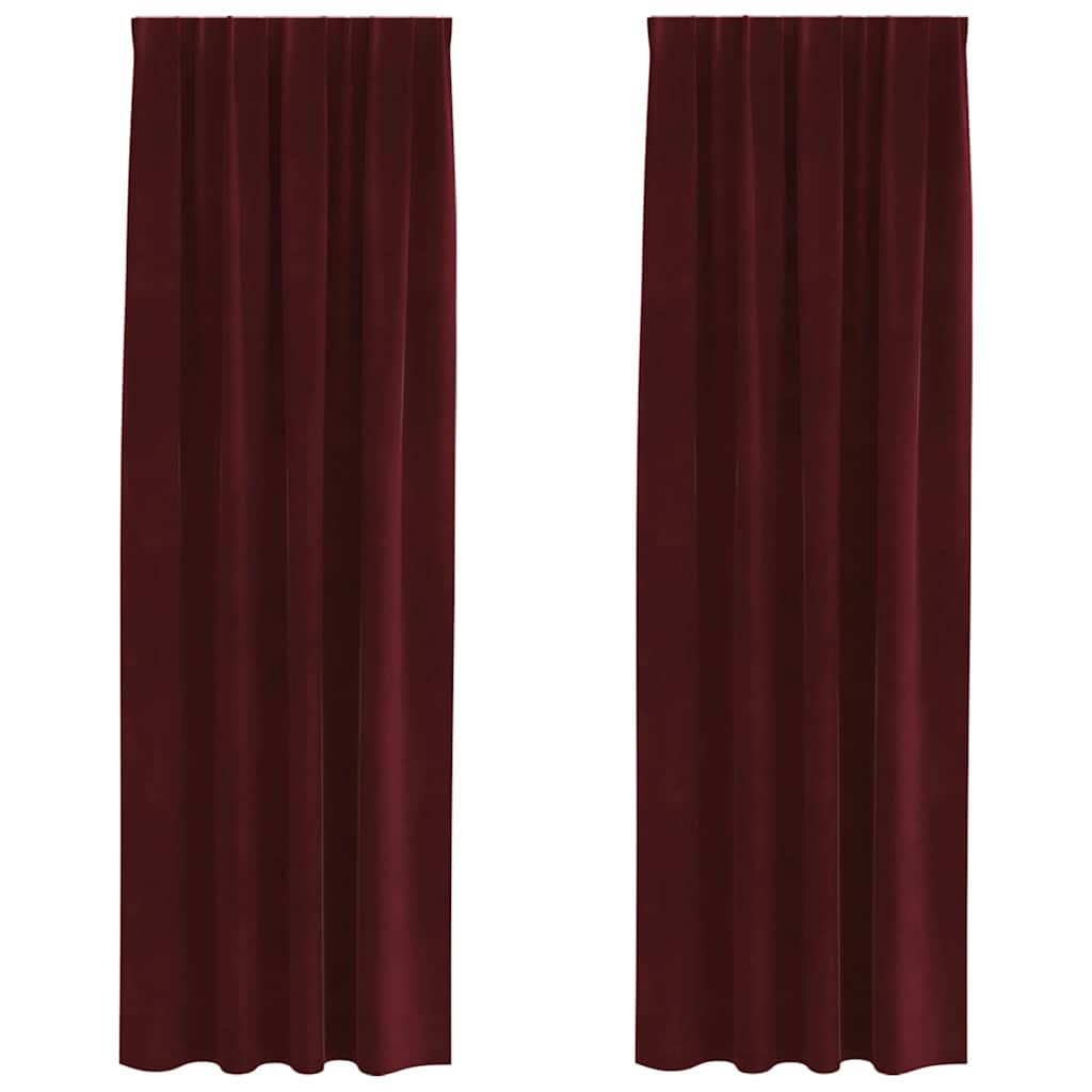 Vorhänge mit Vorhängen 2 pcs Weinrot 140 x 260 cm Samt