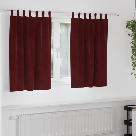 Vorhänge mit Vorhängen 2 pcs Weinrot 140 x 140 cm Samt