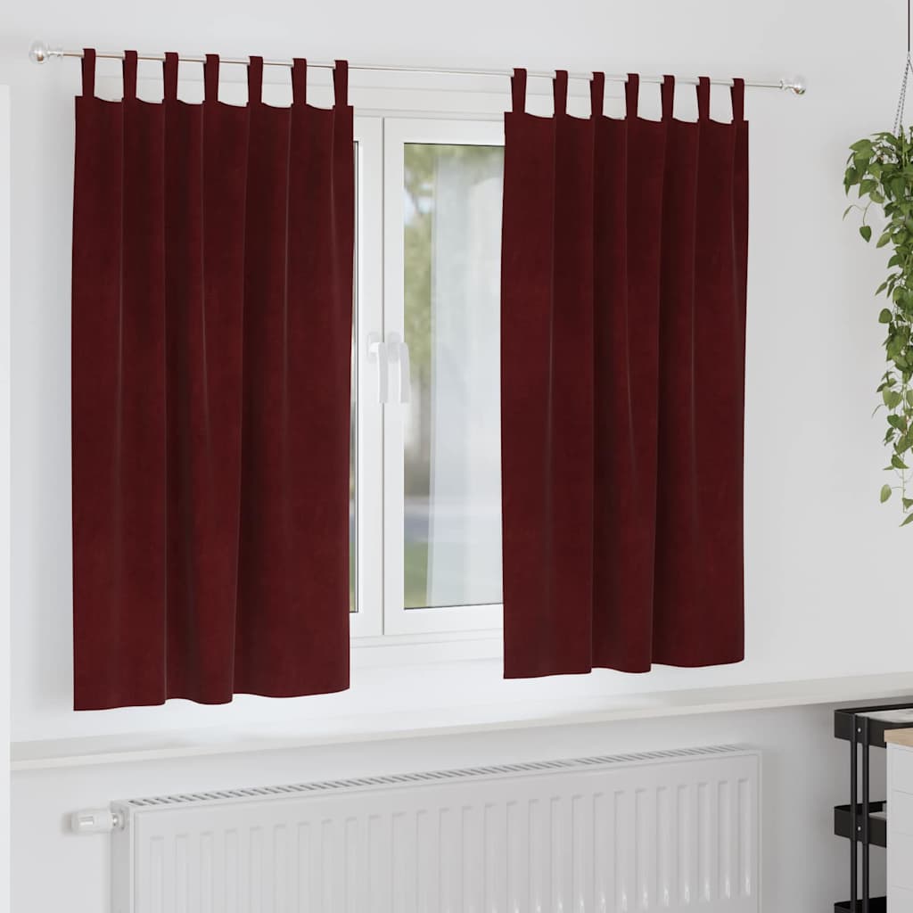 Vorhänge mit Vorhängen 2 pcs Weinrot 140 x 175 cm Samt