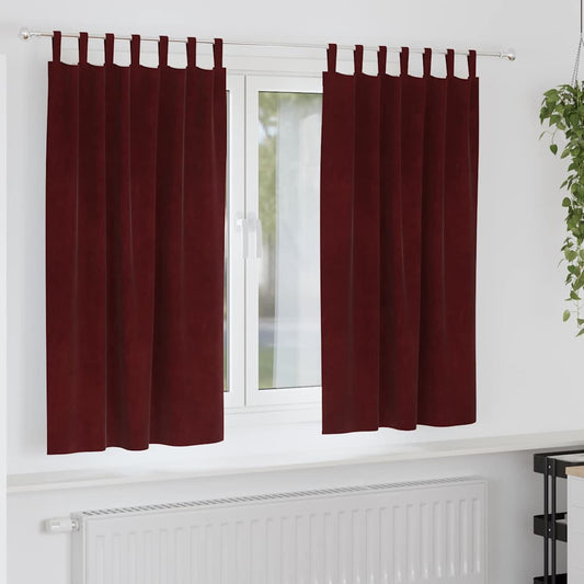 Vorhänge mit Vorhängen 2 pcs Weinrot 140 x 175 cm Samt