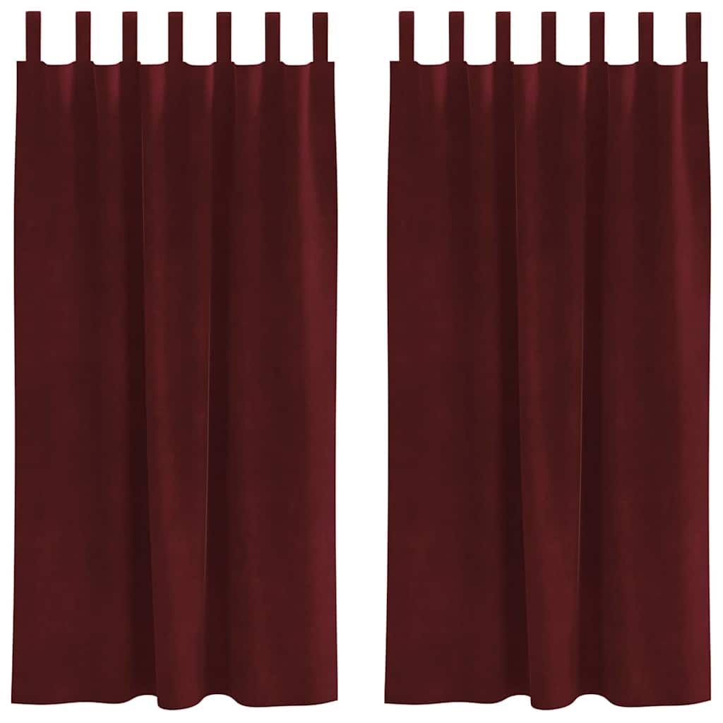 Vorhänge mit Vorhängen 2 pcs Weinrot 140 x 175 cm Samt
