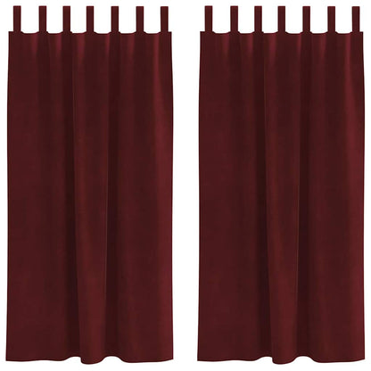 Vorhänge mit Vorhängen 2 pcs Weinrot 140 x 175 cm Samt