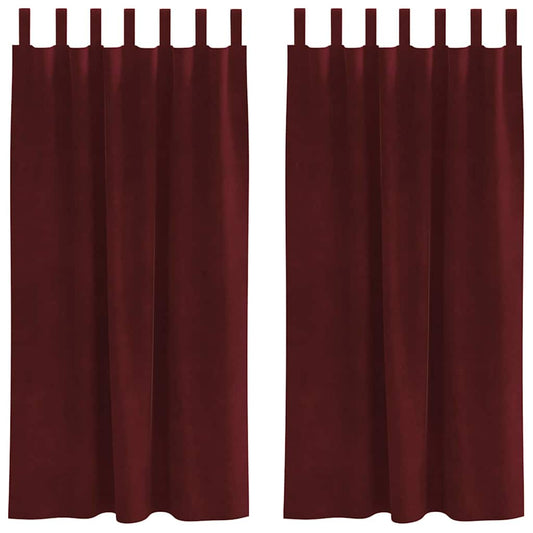 Vorhänge mit Vorhängen 2 pcs Weinrot 140 x 175 cm Samt