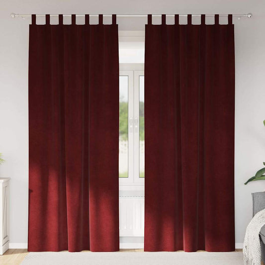 Vorhänge mit Vorhängen 2 pcs Weinrot 140 x 245 cm Samt
