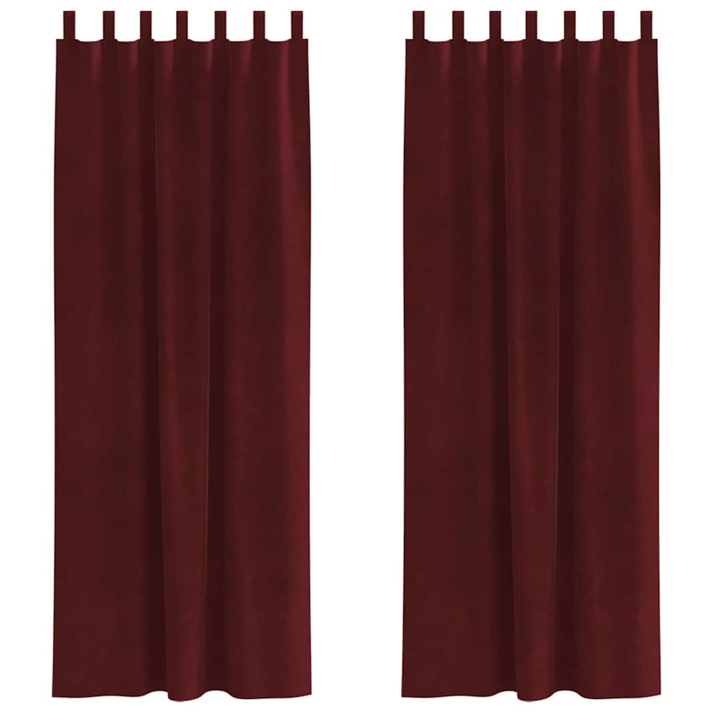 Vorhänge mit Vorhängen 2 pcs Weinrot 140 x 260 cm Samt