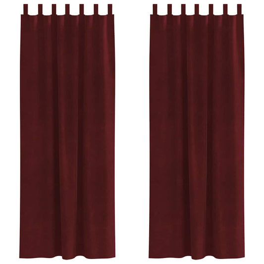 Vorhänge mit Vorhängen 2 pcs Weinrot 140 x 260 cm Samt