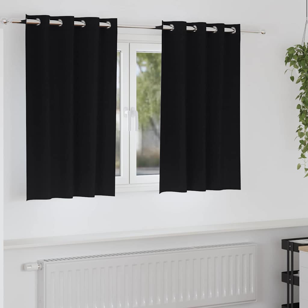 Vorhänge mit Vorhängen 2 pcs Schwarz Polyester