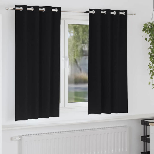 Vorhänge mit Vorhängen 2 pcs Schwarz Polyester
