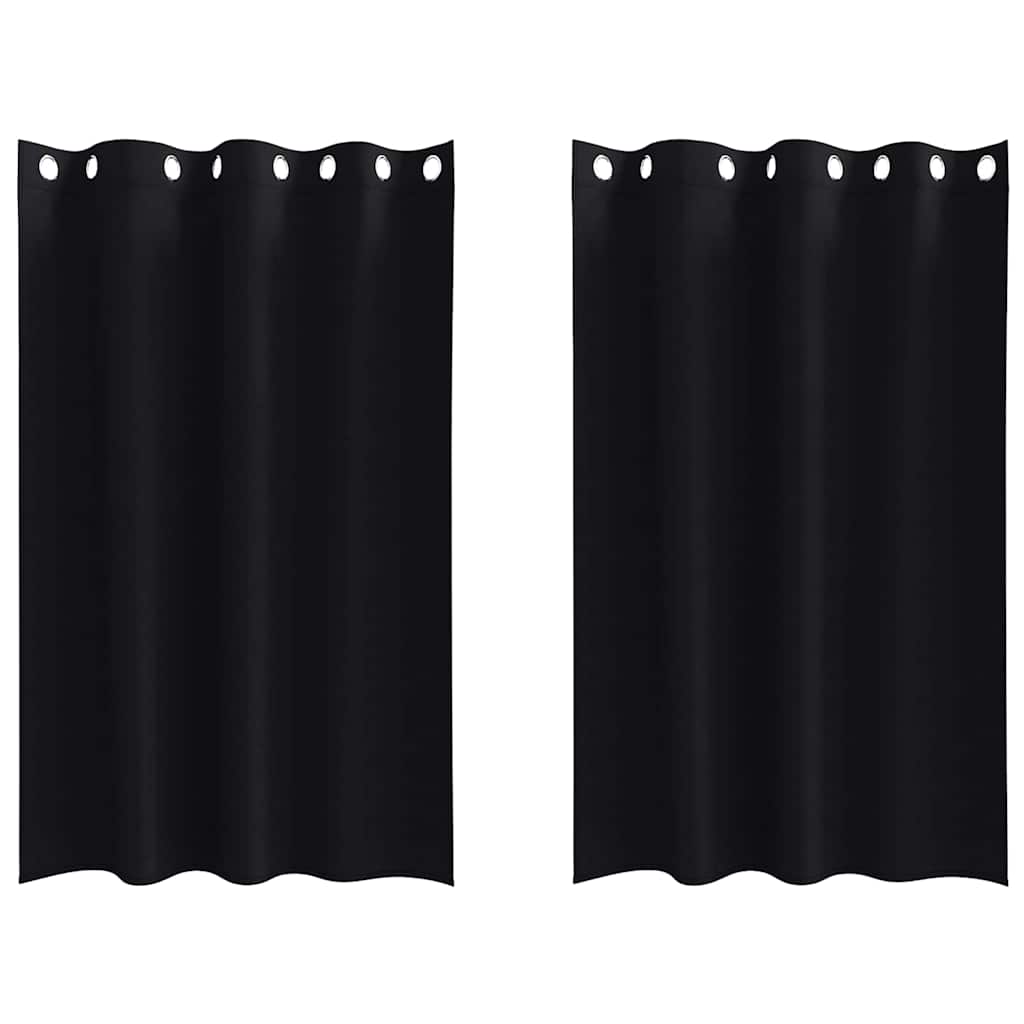 Vorhänge mit Vorhängen 2 pcs Schwarz Polyester
