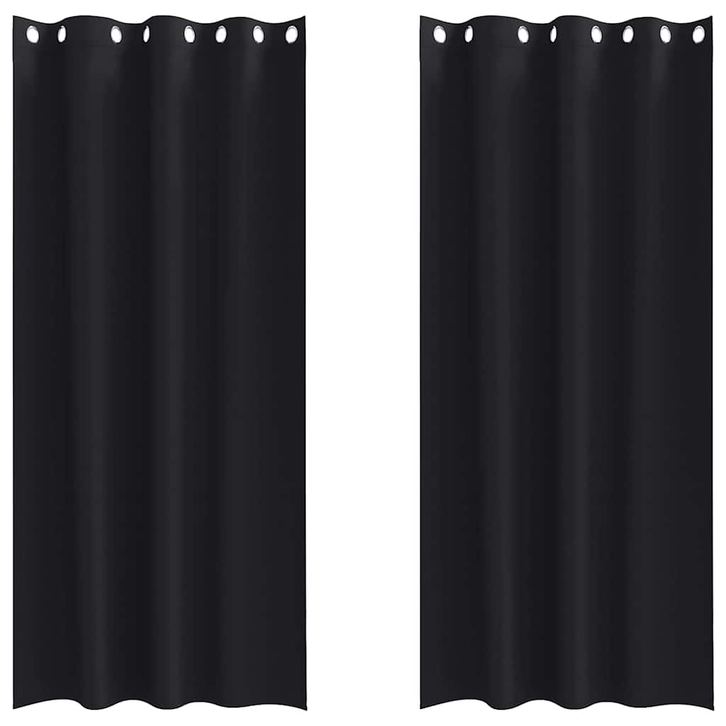 Vorhänge mit Vorhängen 2 pcs Schwarz Polyester