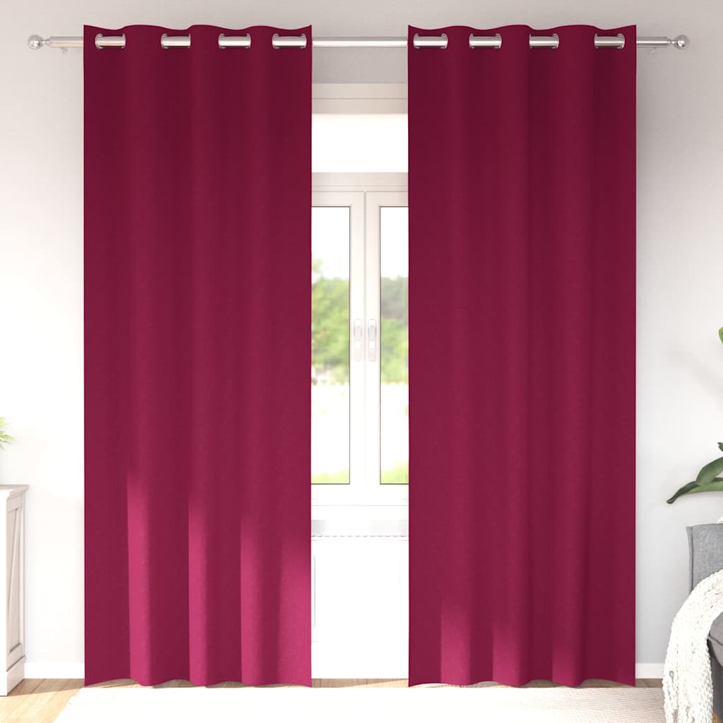 Vorhänge mit Vorhängen 2 pcs Weinrot Polyester
