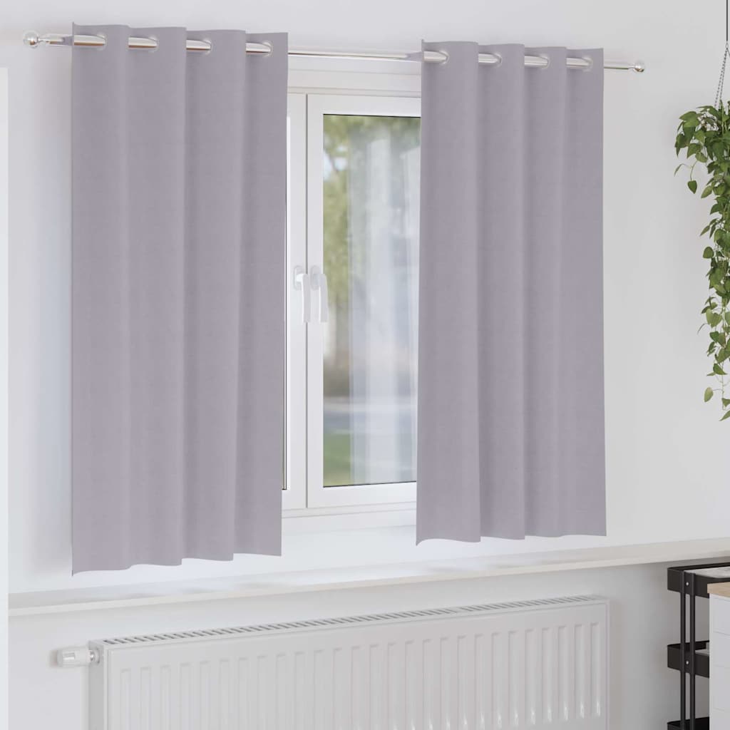 Vorhänge mit Vorhängen 2 pcs Metallgrau Polyester