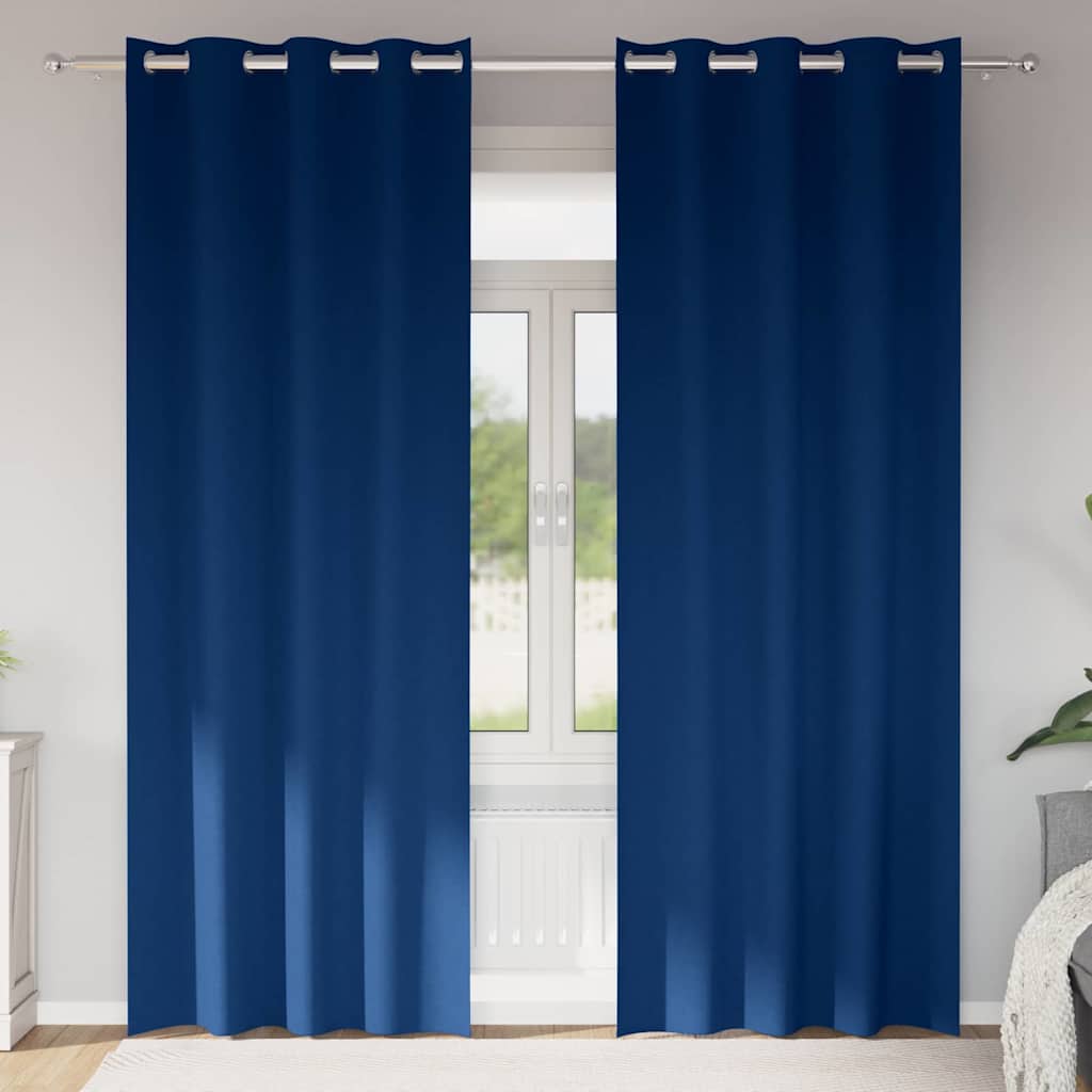 Vorhänge mit Vorhängen 2 pcs Dunkelblau Polyester