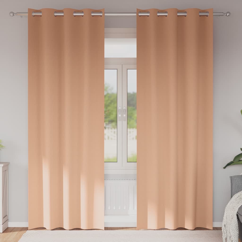 Vorhänge mit Vorhängen 2 pcs Hellbraun Polyester