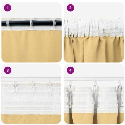 Vorhänge mit Vorhängen 2 pcs Beige Polyester