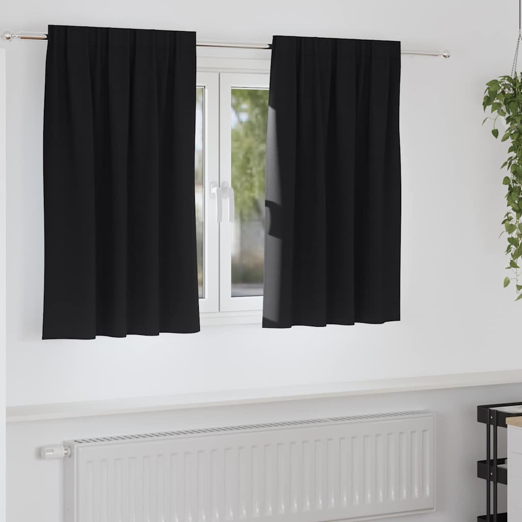 Vorhänge mit Vorhängen 2 pcs Schwarz Polyester