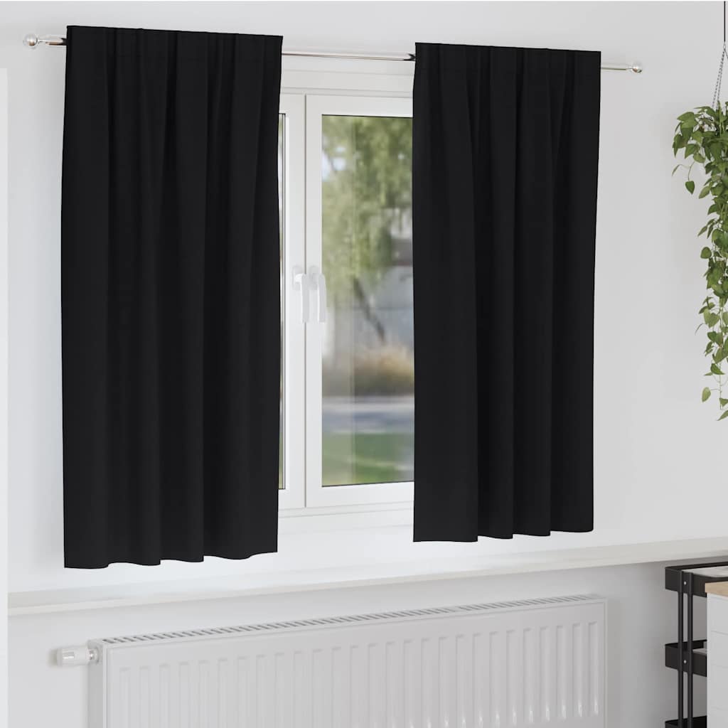 Vorhänge mit Vorhängen 2 pcs Schwarz Polyester