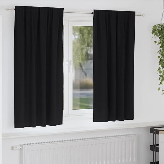 Vorhänge mit Vorhängen 2 pcs Schwarz Polyester