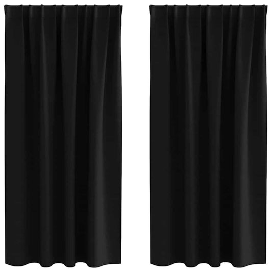 Vorhänge mit Vorhängen 2 pcs Schwarz Polyester