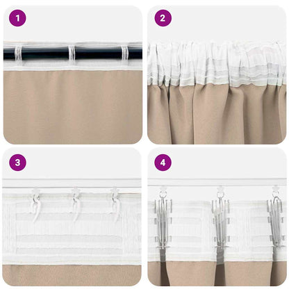 Vorhänge mit Vorhängen 2 pcs Taupe Polyester