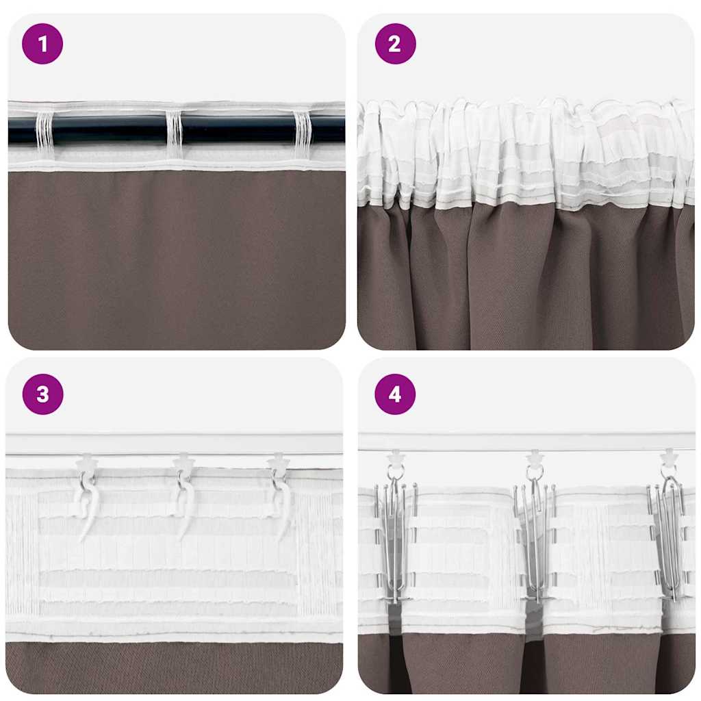 Vorhänge mit Vorhängen 2 pcs Dunkelbraun Polyester