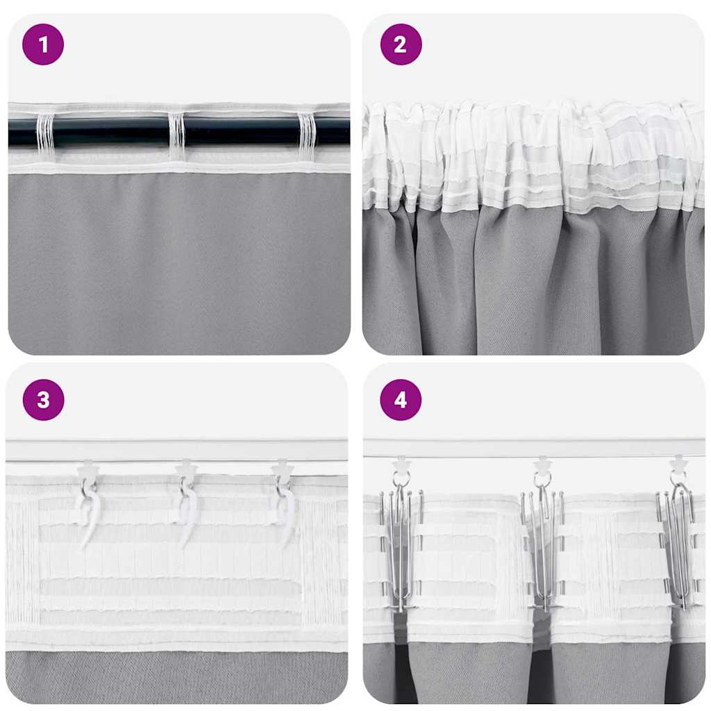 Vorhänge mit Vorhängen 2 pcs Hellgrau Polyester