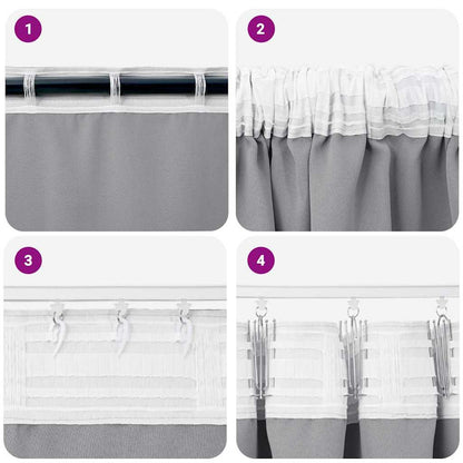 Vorhänge mit Vorhängen 2 pcs Hellgrau Polyester
