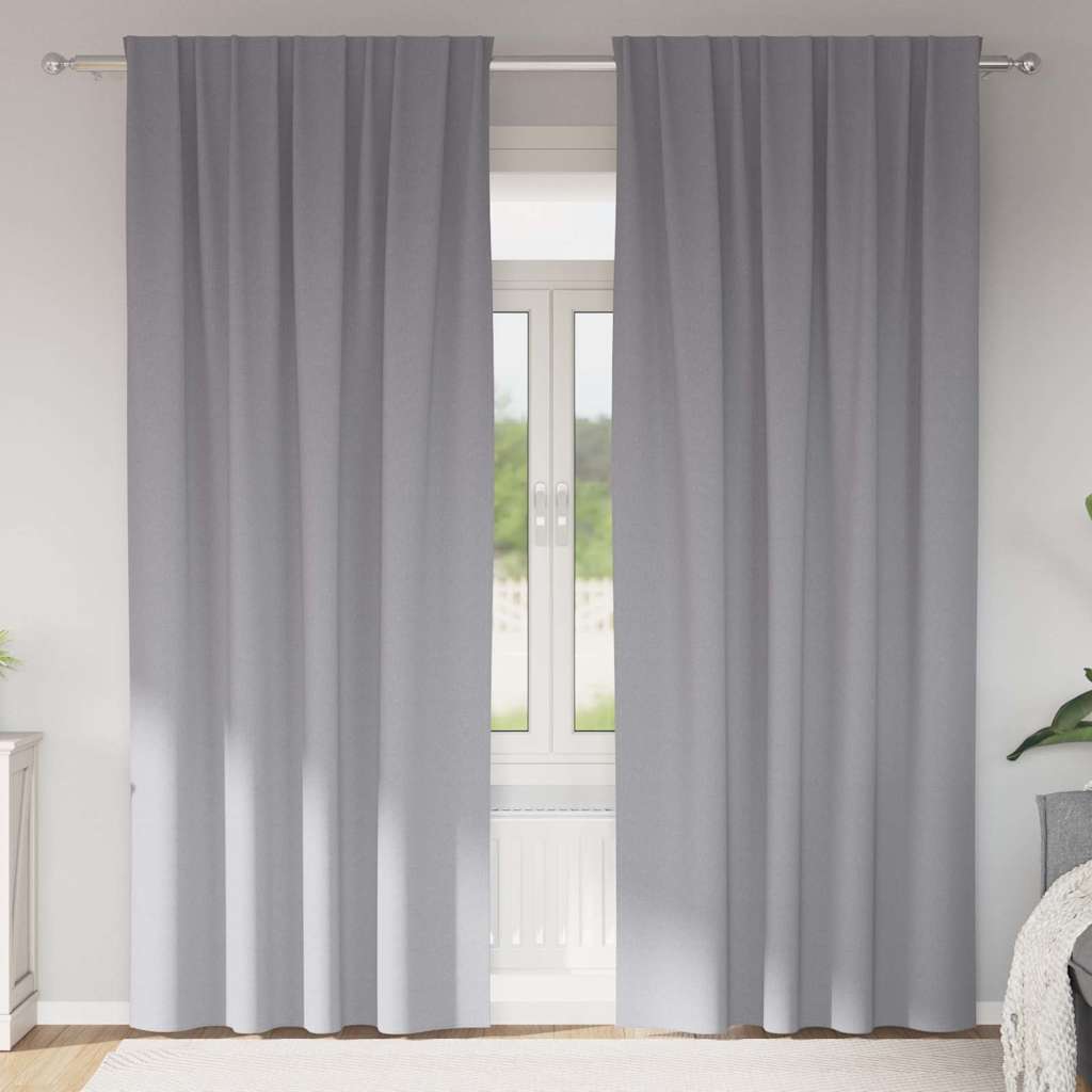 Vorhänge mit Vorhängen 2 pcs Hellgrau Polyester