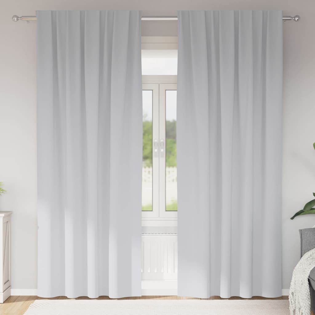 Vorhänge mit Vorhängen 2 pcs Hellgrau Polyester