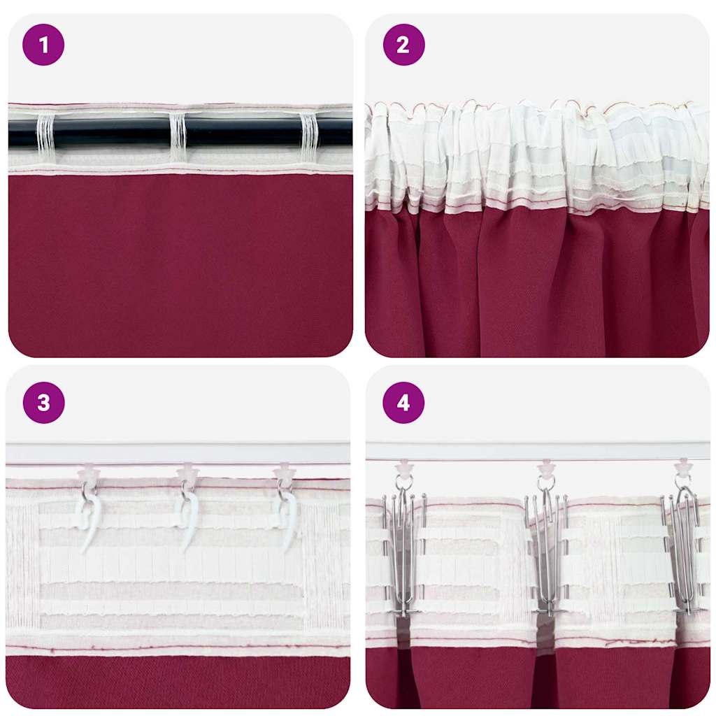 Vorhänge mit Vorhängen 2 pcs Weinrot Polyester