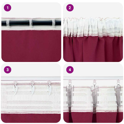 Vorhänge mit Vorhängen 2 pcs Weinrot Polyester