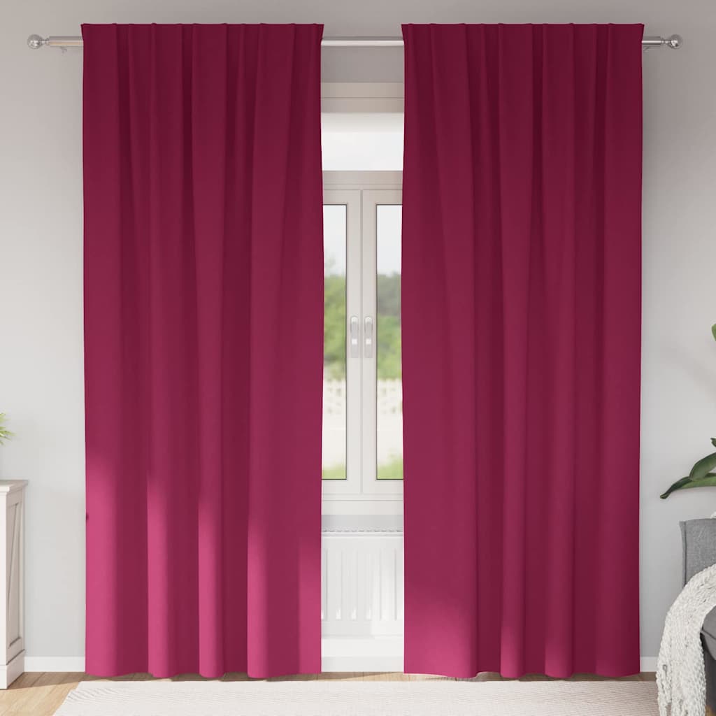 Vorhänge mit Vorhängen 2 pcs Weinrot Polyester