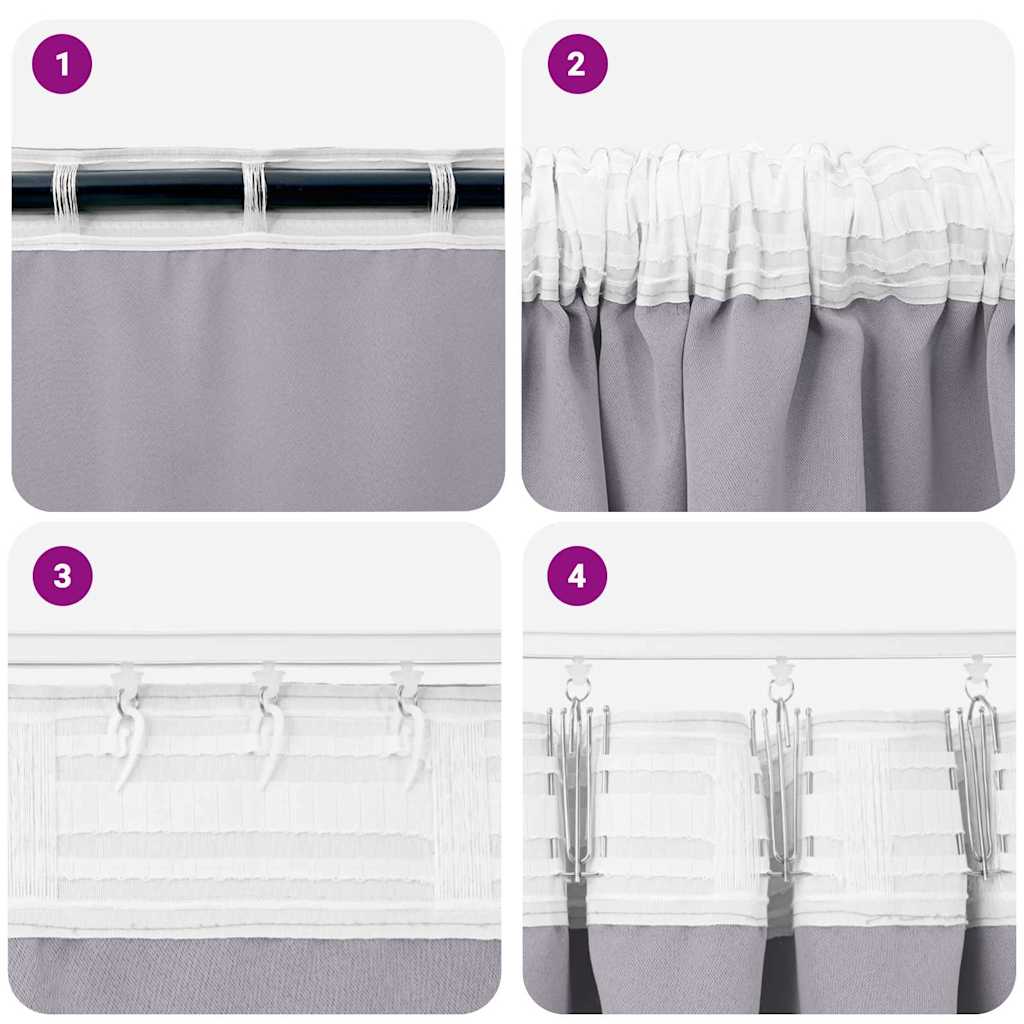 Vorhänge mit Vorhängen 2 pcs Metallgrau Polyester