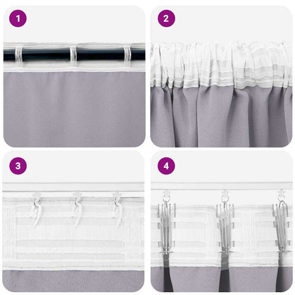 Vorhänge mit Vorhängen 2 pcs Metallgrau Polyester