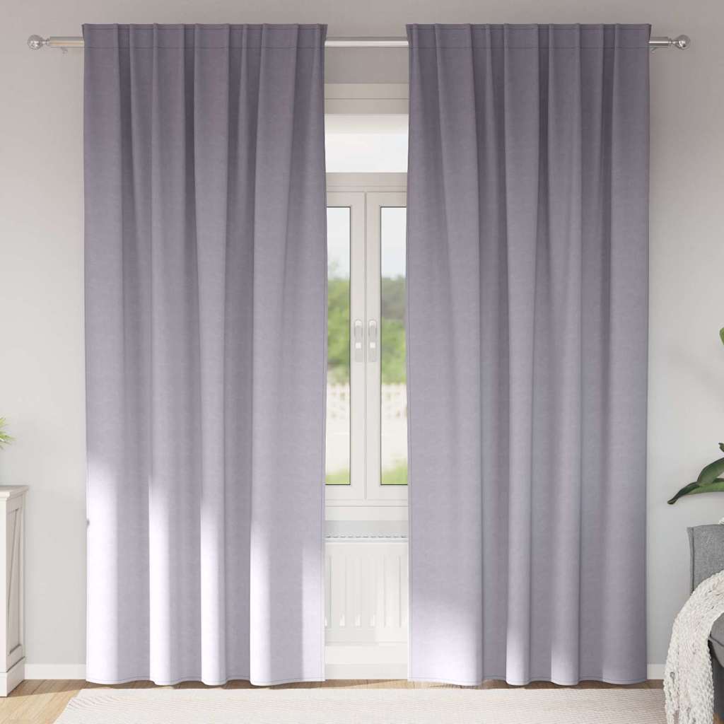 Vorhänge mit Vorhängen 2 pcs Metallgrau Polyester