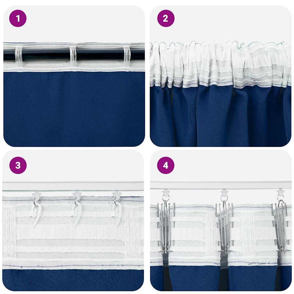 Vorhänge mit Vorhängen 2 pcs Dunkelblau Polyester