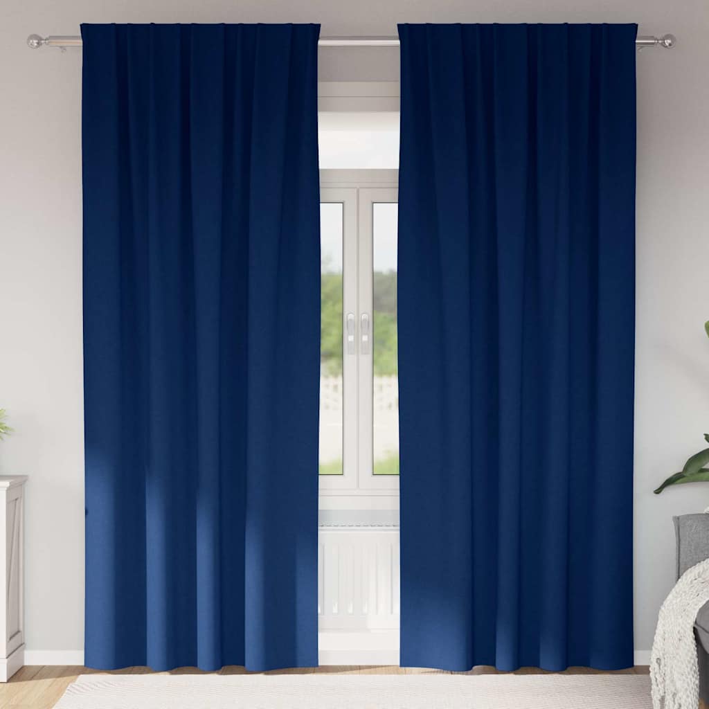 Vorhänge mit Vorhängen 2 pcs Dunkelblau Polyester